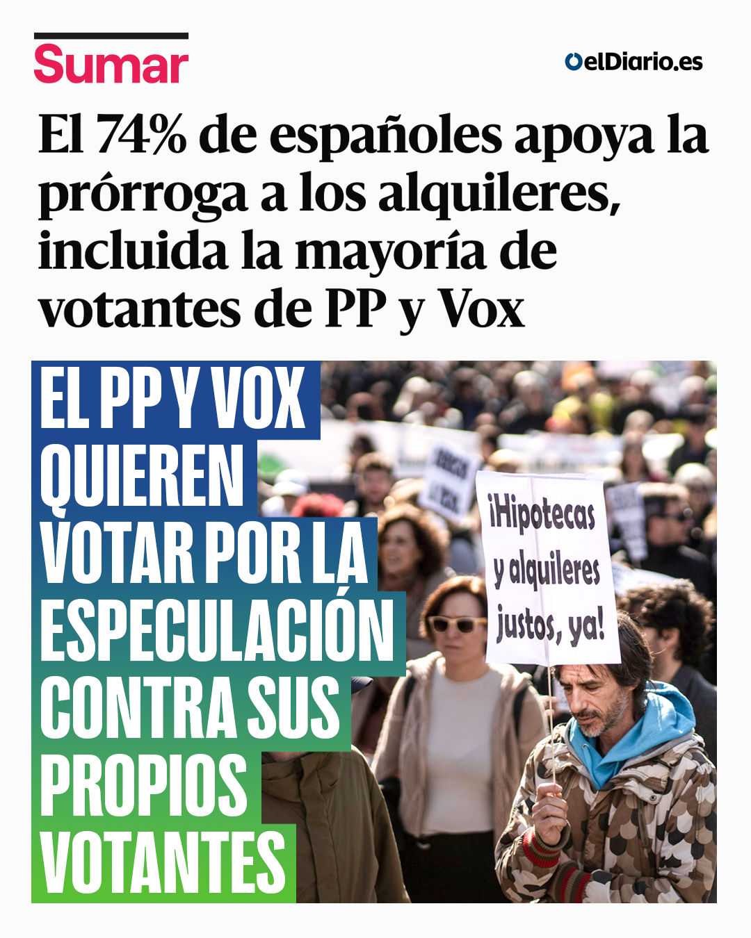 3 de cada 4 españoles apoyan intervenir los alquileres