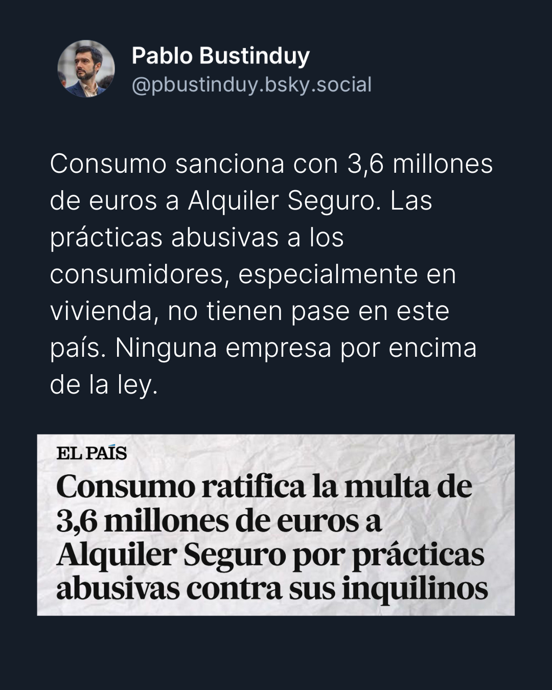 Multamos a Alquiler Seguro con 3,6 millones de euros por prácticas abusivas